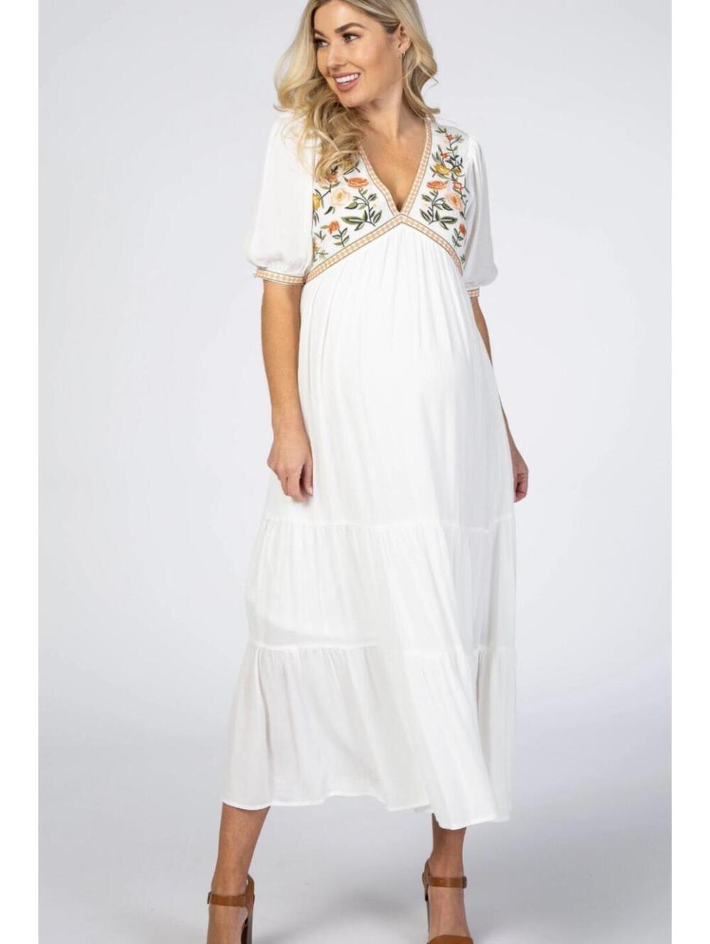 In Bloom Embroidered White Midi Dress - Women's Large NWOT